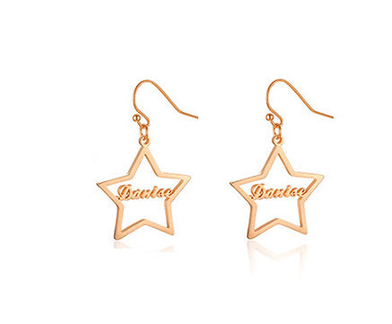 Women 's Custom Star Hoop Name Earrings Personalized Punk Jewelry