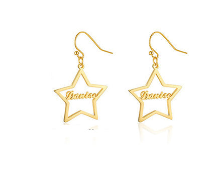 Women 's Custom Star Hoop Name Earrings Personalized Punk Jewelry