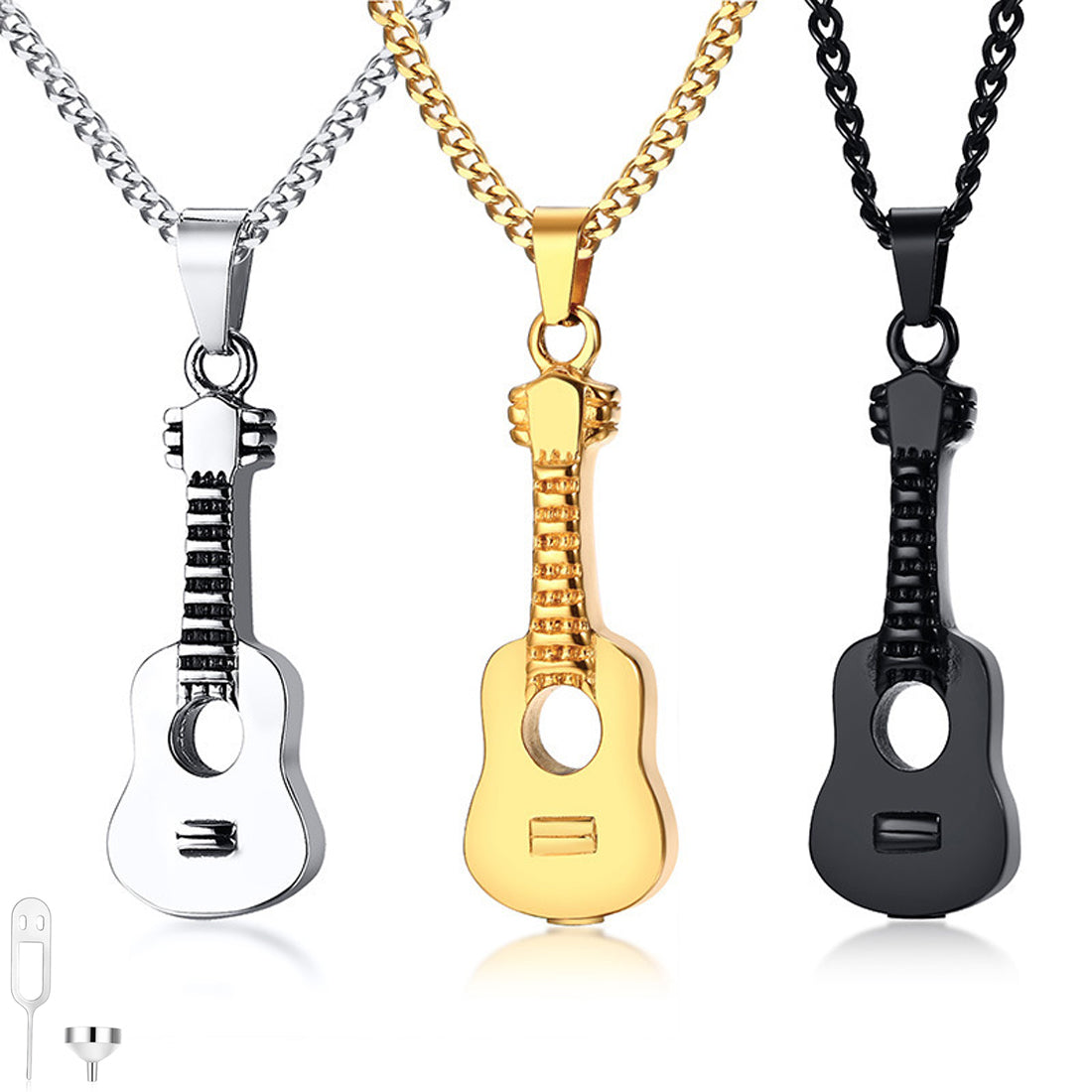 Guitar Pendant Personalized Necklace Cremation Urn For Ashes Openable Love Music Jewelry