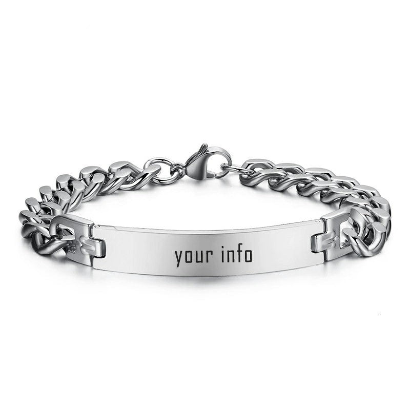 Men's ID Bracelets Personalize Name Image Unique Gift Link Chain