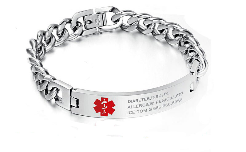 Customized Medical Remind Bracelet Personalized ICE Info Emergency Jewelry