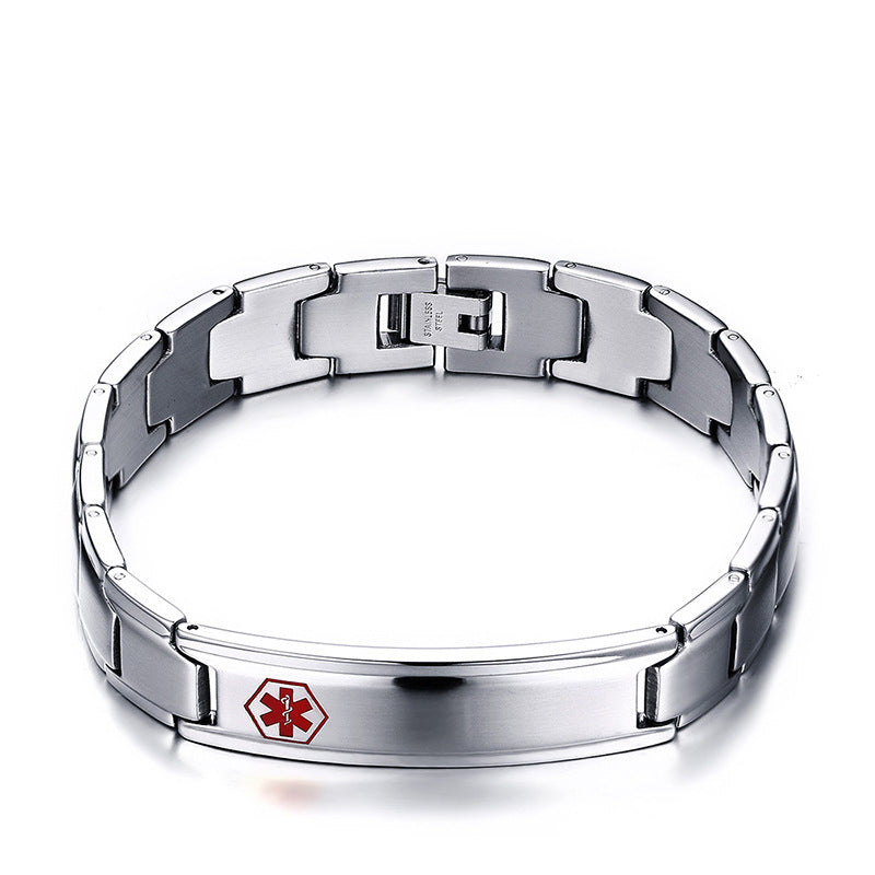 Men's Medical Alert ID Bracelet Bangle Jewelry Stainless Steel Metal 8.5inch Engraved