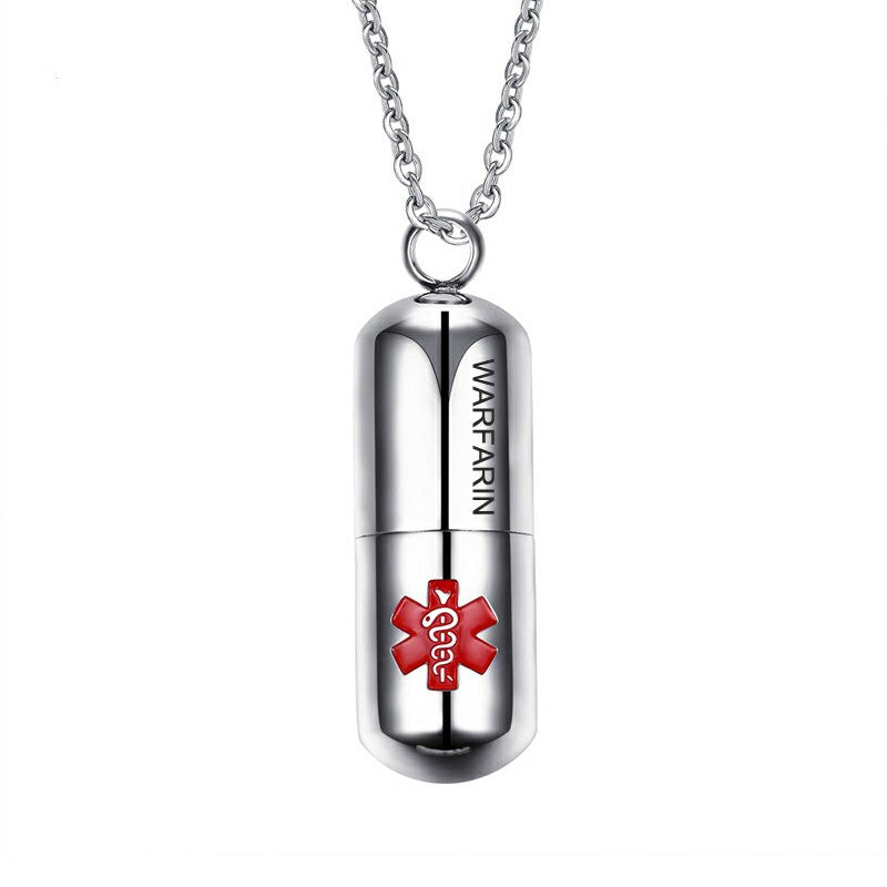 Personalized Pill Shape Container Holder Openable Bottle Medical Necklaces & Pendants