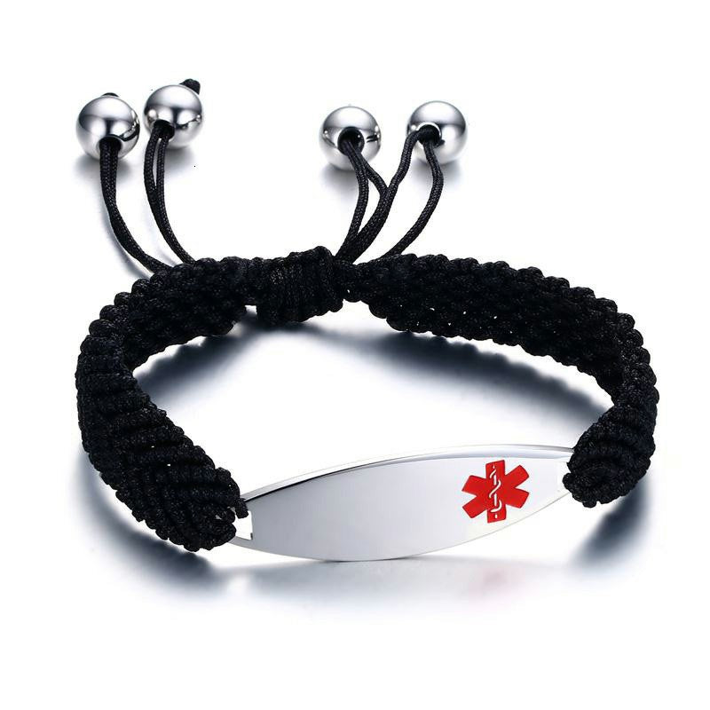 Engraving Medical Bracelets ID for Women Stainless Steel Emergency Alert Jewelry Braided Chain