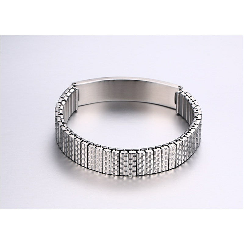 Women Men's Stainless Steel Medical Alert ID Stretch Bracelet