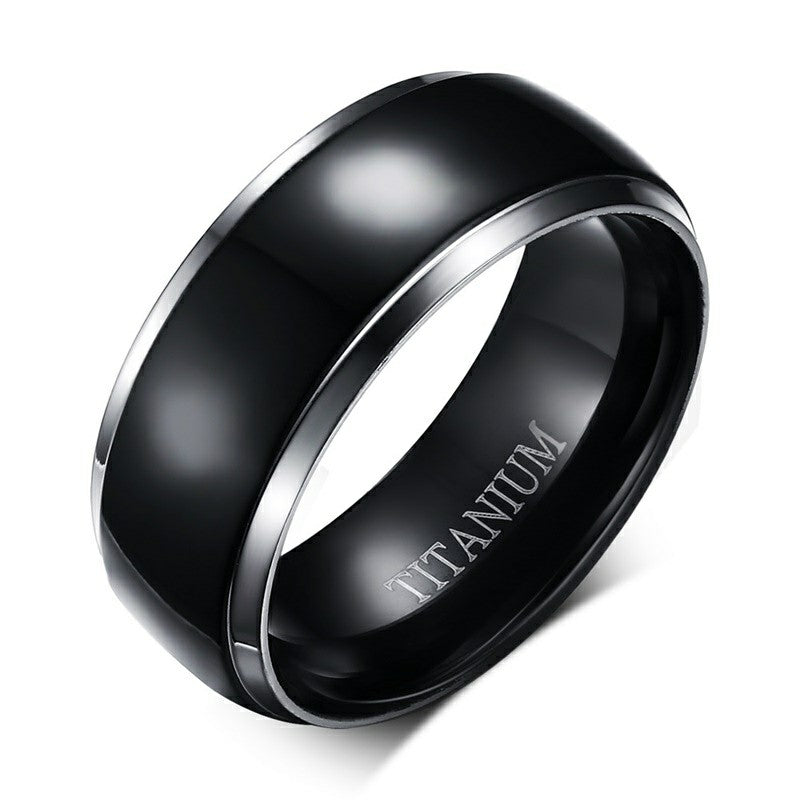 Customize 100% Titanium Ring Men Jewelry Classic Black 8mm Boyfriend Gift