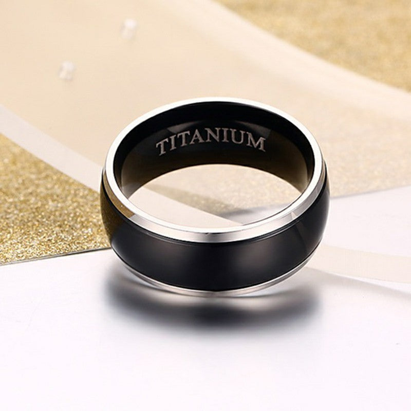 Customize 100% Titanium Ring Men Jewelry Classic Black 8mm Boyfriend Gift