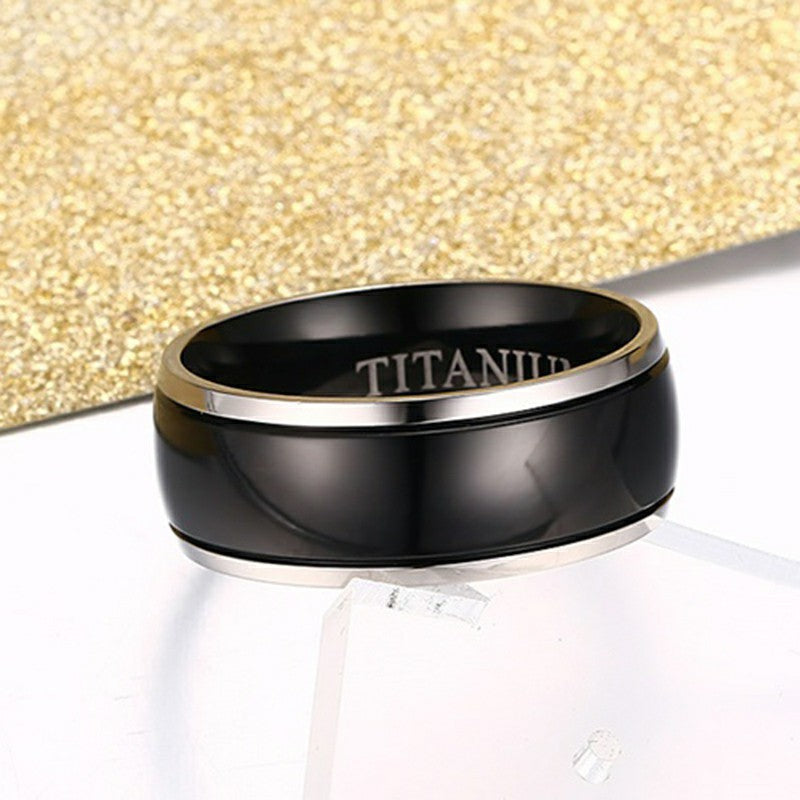 Customize 100% Titanium Ring Men Jewelry Classic Black 8mm Boyfriend Gift