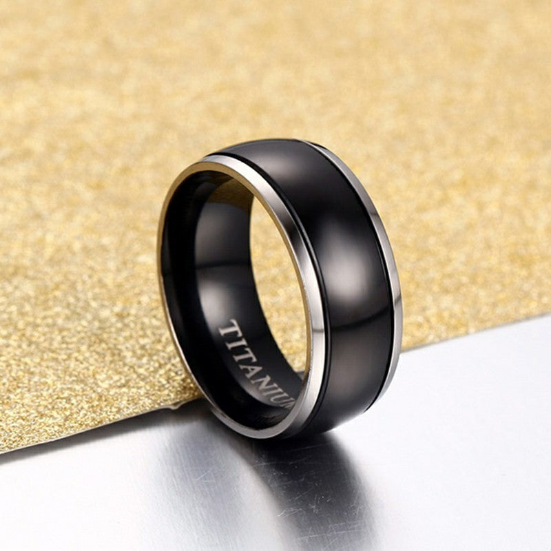 Customize 100% Titanium Ring Men Jewelry Classic Black 8mm Boyfriend Gift