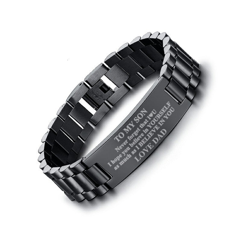 Men's Personalized ID Bracelet Engraving Words Chain Link Bracelet 15mm Wide Chunky Bracelets