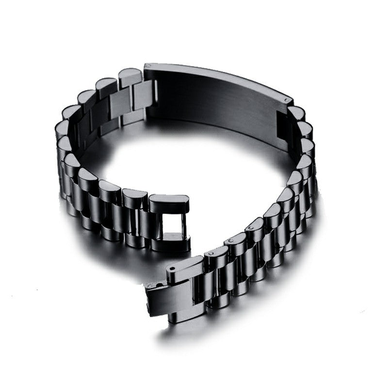 Men's Personalized ID Bracelet Engraving Words Chain Link Bracelet 15mm Wide Chunky Bracelets