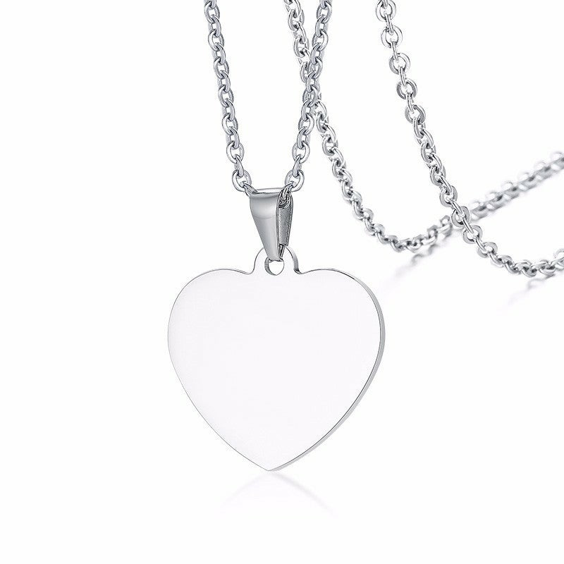 Classic Plain Heart Pendants for Women Men Stainless Steel Necklace Personalized Jewlry