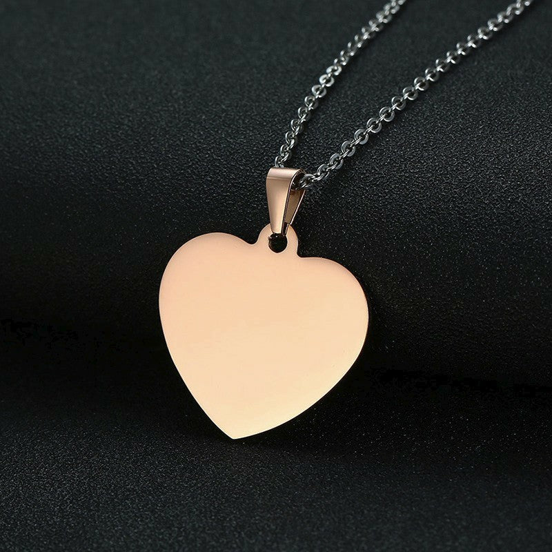 Classic Plain Heart Pendants for Women Men Stainless Steel Necklace Personalized Jewlry