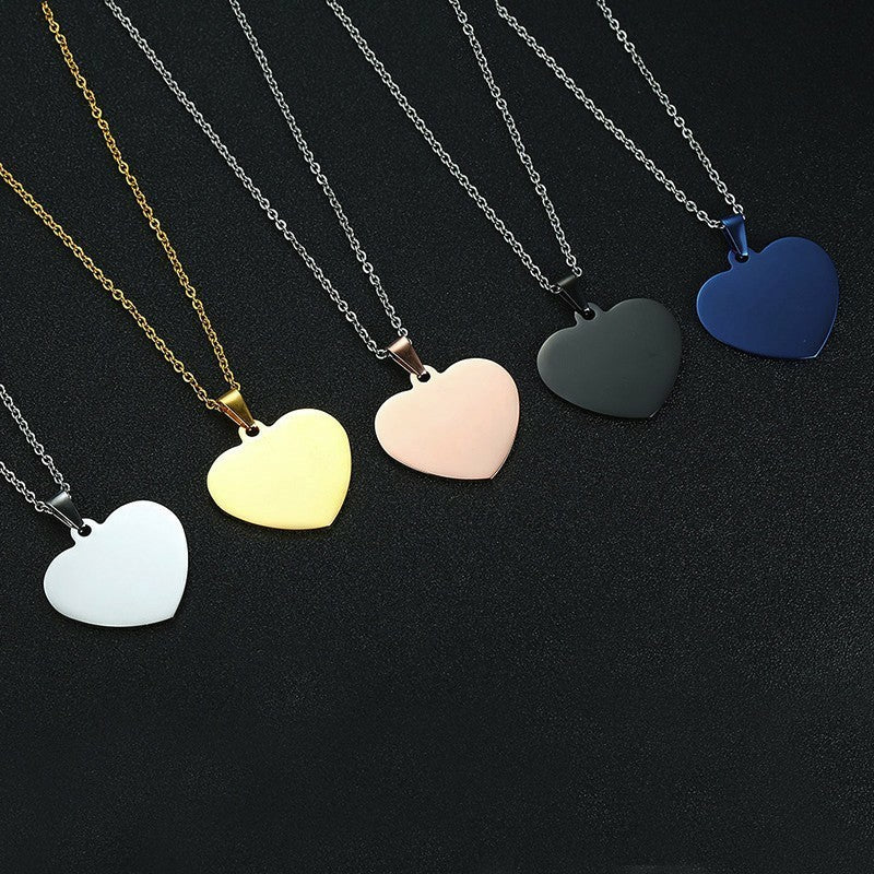 Classic Plain Heart Pendants for Women Men Stainless Steel Necklace Personalized Jewlry