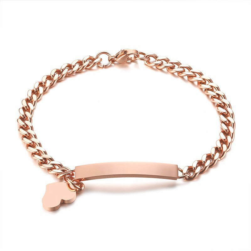 Women's Elegant Personalize ID Bar Coordinate Bracelets Heart Charm Bangle