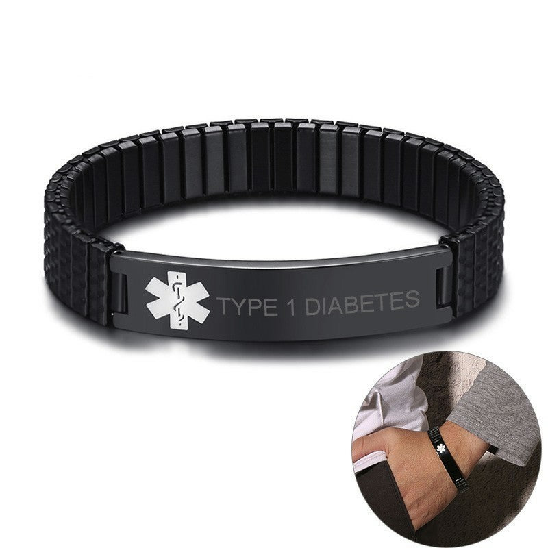 Elastic Medical Alert ID Bracelet for Women Men Emergency Personalize Jewelry