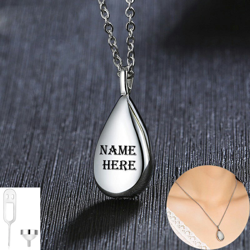 Keepsake Memorial Cremation Jewelry Necklace for Ashes Urn Pendant Carved Teardrop