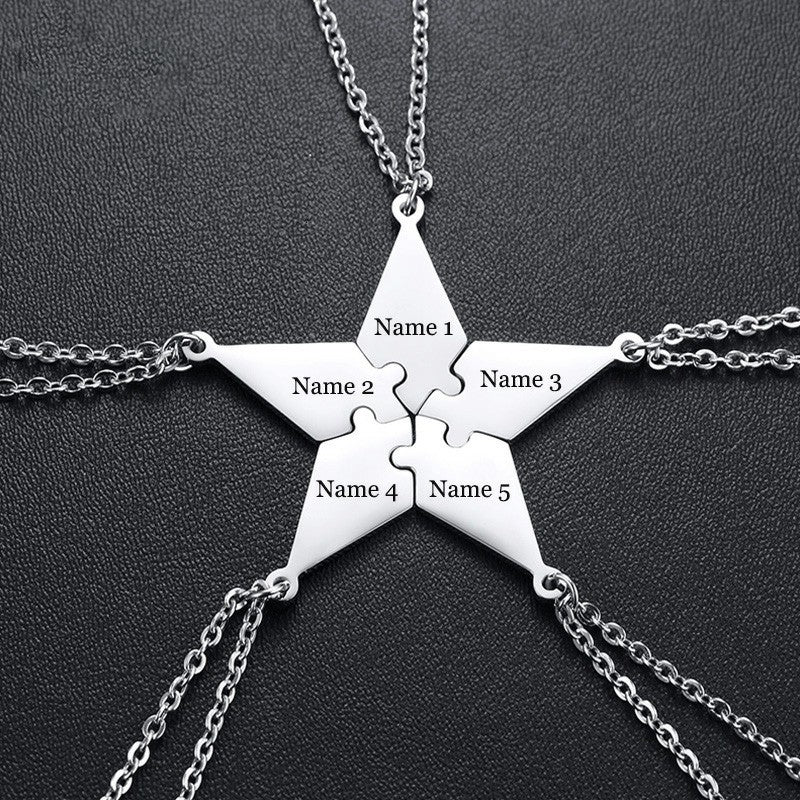 Personalized 5 PCS/Set BFF Puzzle Pendants Necklaces for Best Friends Sisters Brothers