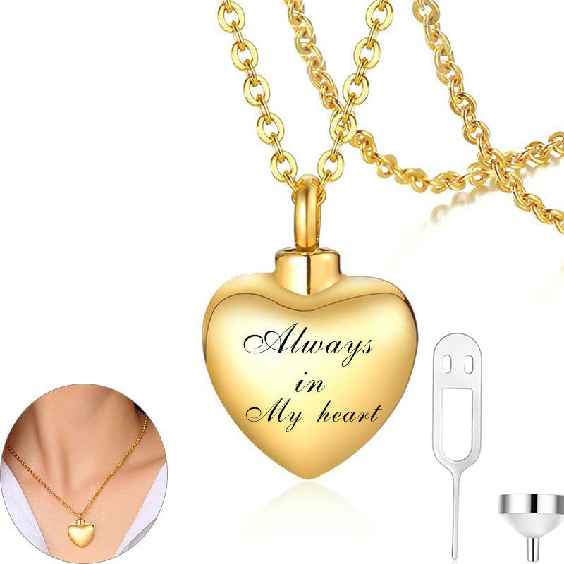 Customize Name Perfume Vial Heart Pendant Memorial Cremation Urn Necklace Jewelry