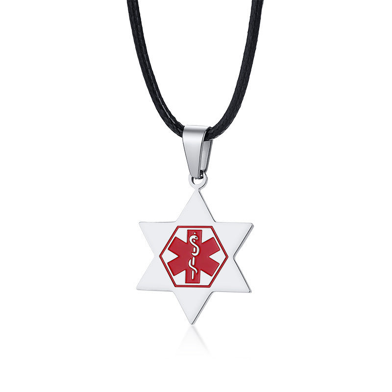 Men's Personalize Medical Star of David Pendant Necklaces Custom ICE Info