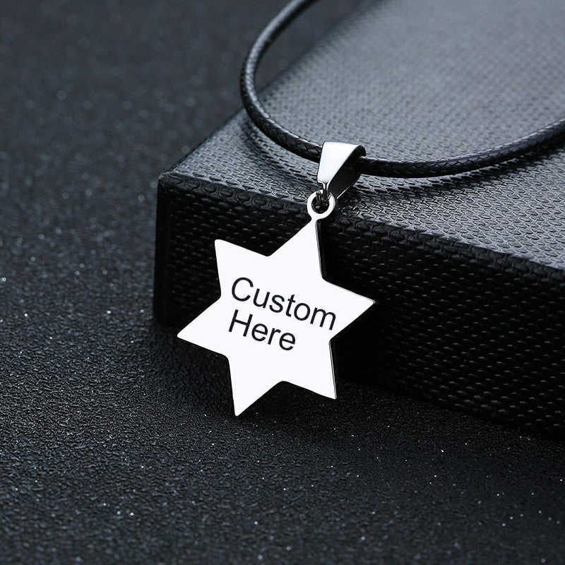 Men's Personalize Medical Star of David Pendant Necklaces Custom ICE Info