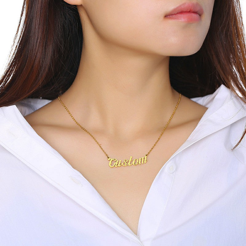 Custom Name Necklace Personalized Name Chain Nameplate Pendant for Women