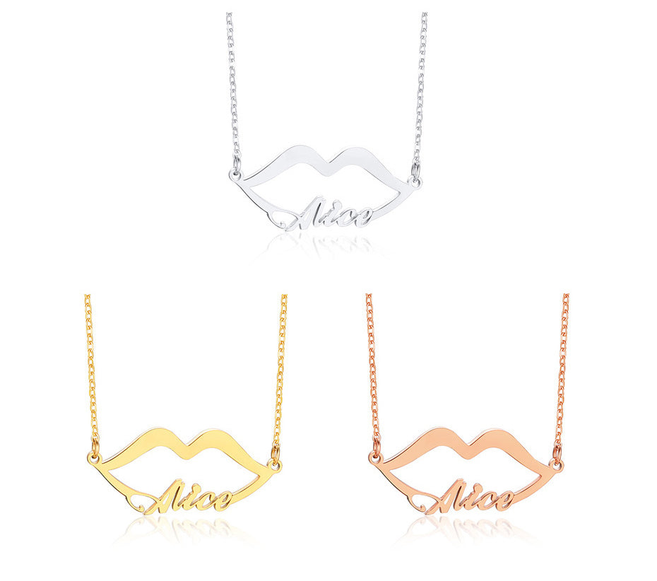 Sexy Lips Name Necklaces Chokers BFF Sister Custom Birthday Gift For Women Men