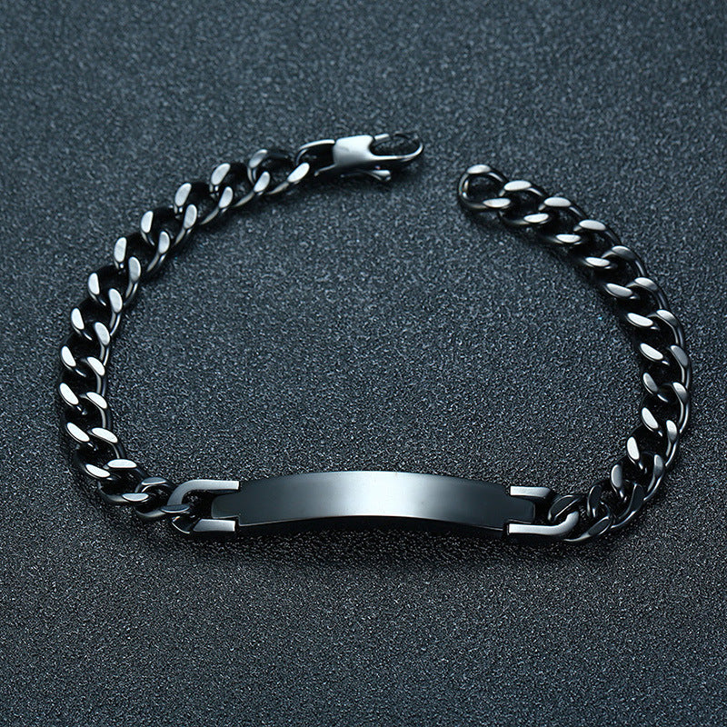 ID Bracelets Bangle Curb Link Chain Customize Name Date Info For Men Boy