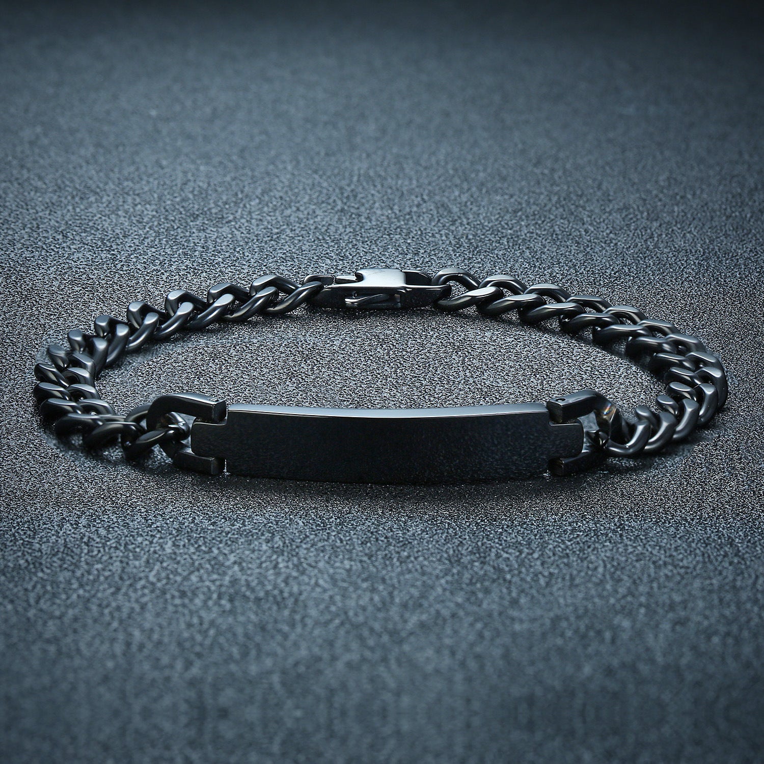 ID Bracelets Bangle Curb Link Chain Customize Name Date Info For Men Boy