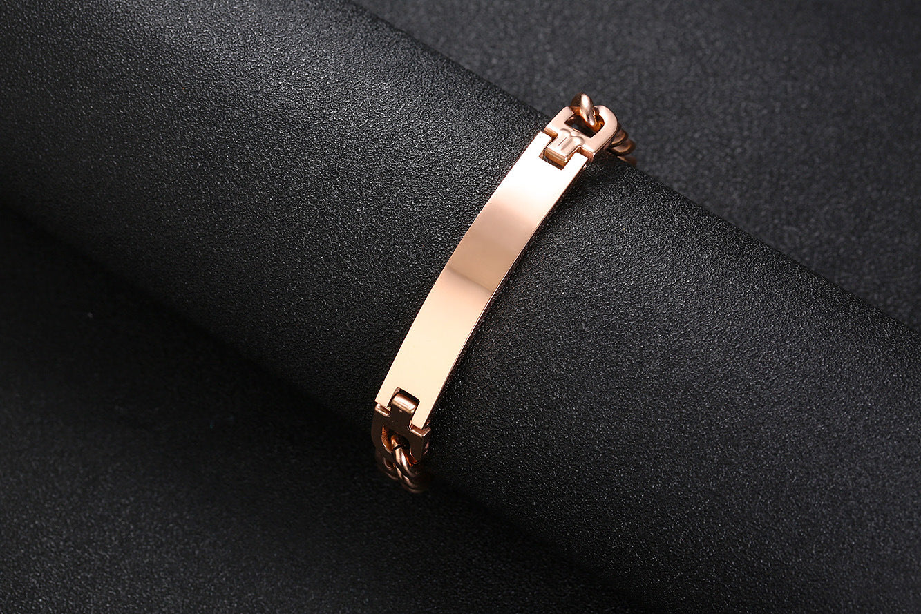 ID Bracelets Bangle Curb Link Chain Customize Name Date Info For Men Boy