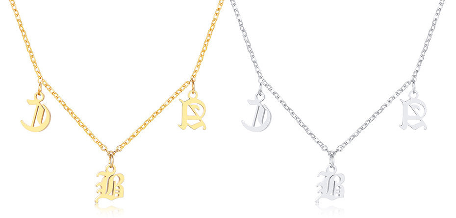 Women Men Initial Name Necklaces Name Abbreviation Chokers Stylish Letter Necklace