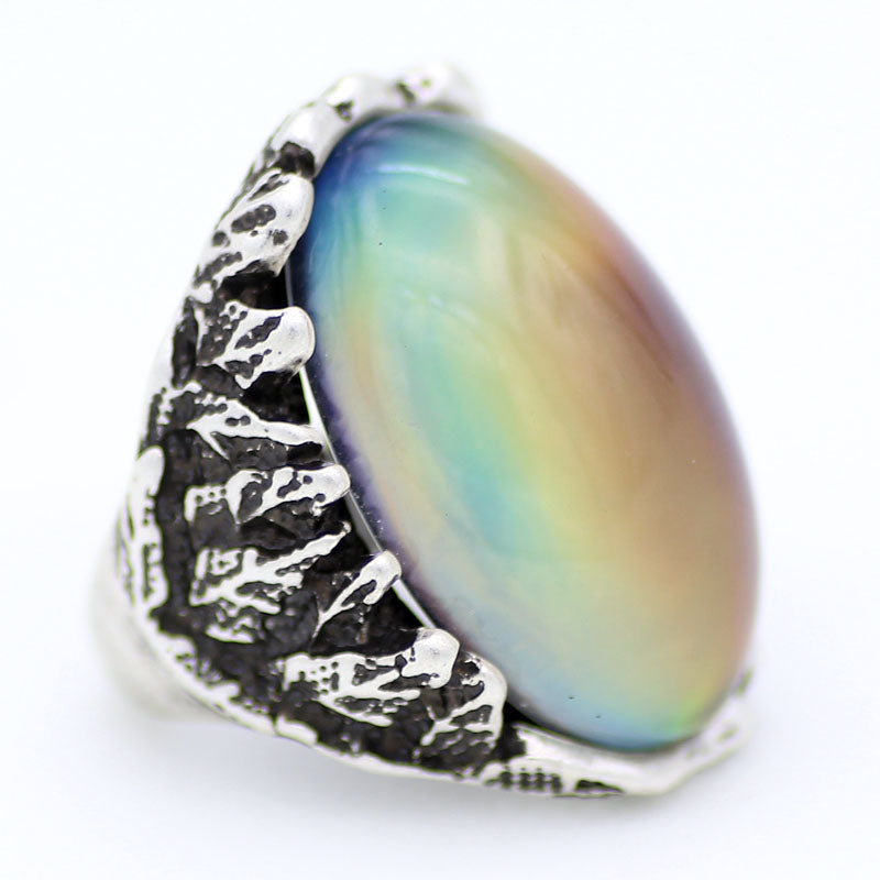 Handmade Mood Ring, Oval Shape Mood Stone Ring, Antique Silver Plated Ring, Color Changing Mood Ring ,Wedding Rings of Strength or Him/Her