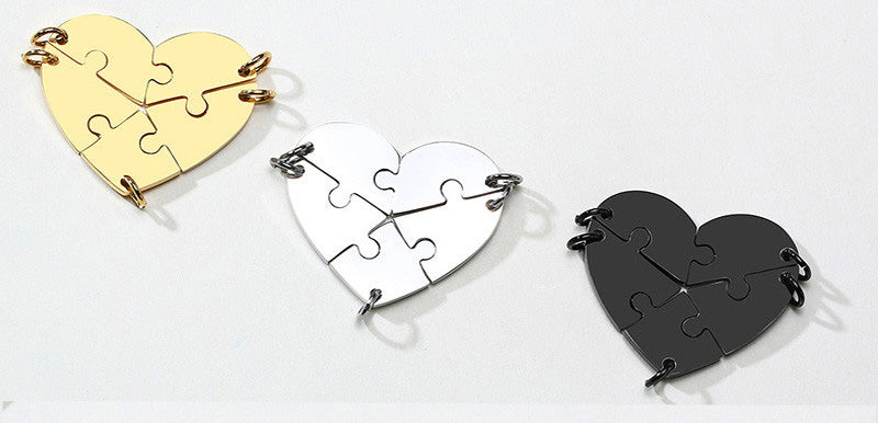 Family Name Heart Pendants Personalized Puzzle Statement Jewlery BFF Necklaces for 5