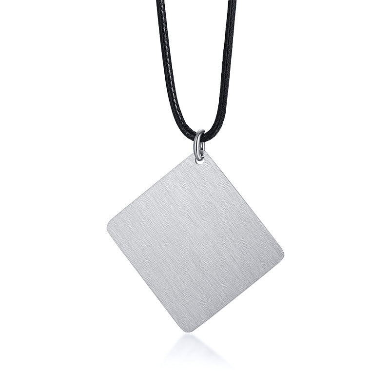 Men's Custom Engrave Square Personalized Pendant Necklaces Jewelry