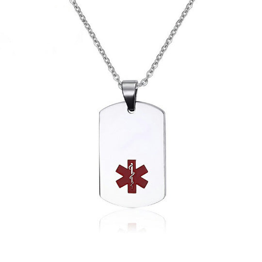 Customized Pendant Medical Alert ID Gold/Silver/Black Necklace for Women Men