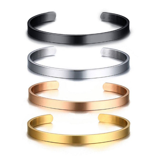 Customized Coordinate Cuff Bangles Bracelets Stainless Steel Rose Gold/Gold/Silver/Black