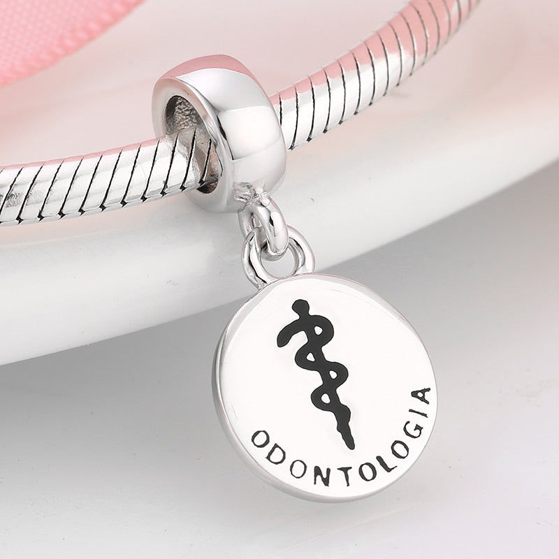 925 Sterling Silver Medical ID Bracelets Psychology Sign Charms Pendants