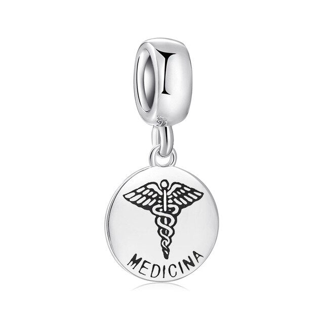 925 Sterling Silver Medical ID Bracelets Psychology Sign Charms Pendants