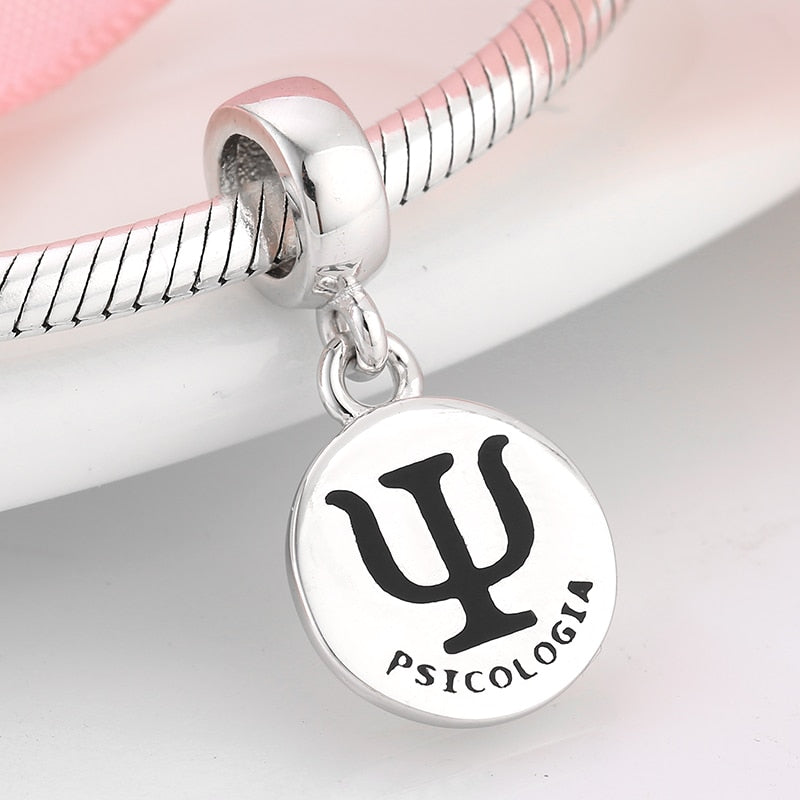 925 Sterling Silver Medical ID Bracelets Psychology Sign Charms Pendants