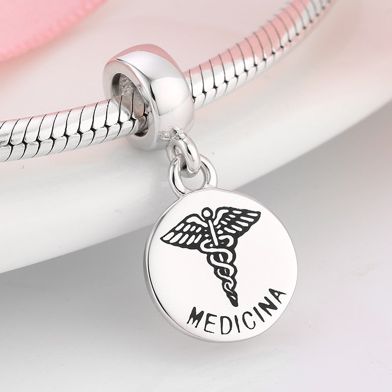 925 Sterling Silver Medical ID Bracelets Psychology Sign Charms Pendants