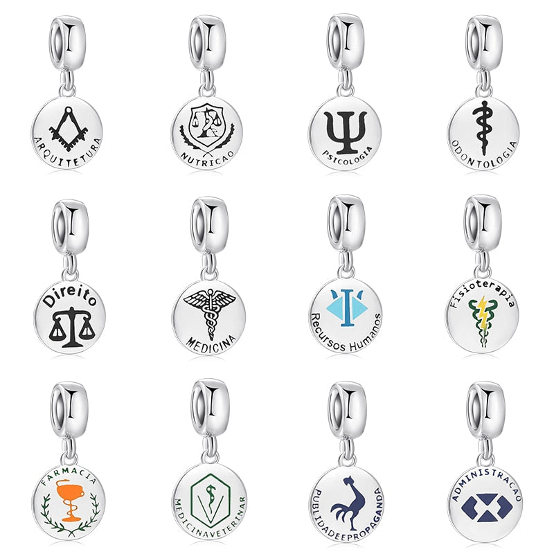 925 Sterling Silver Medical ID Bracelets Psychology Sign Charms Pendants